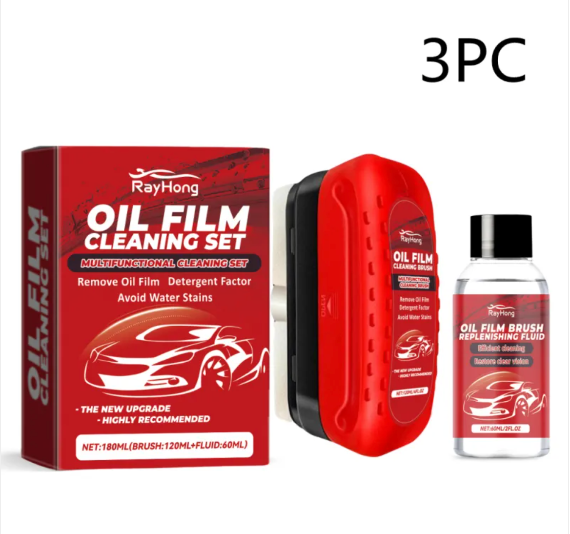 🚗💦 Oil Film Windshield Cleaning Kit – Cleaning Brush + Refill Fluid (2 PC)