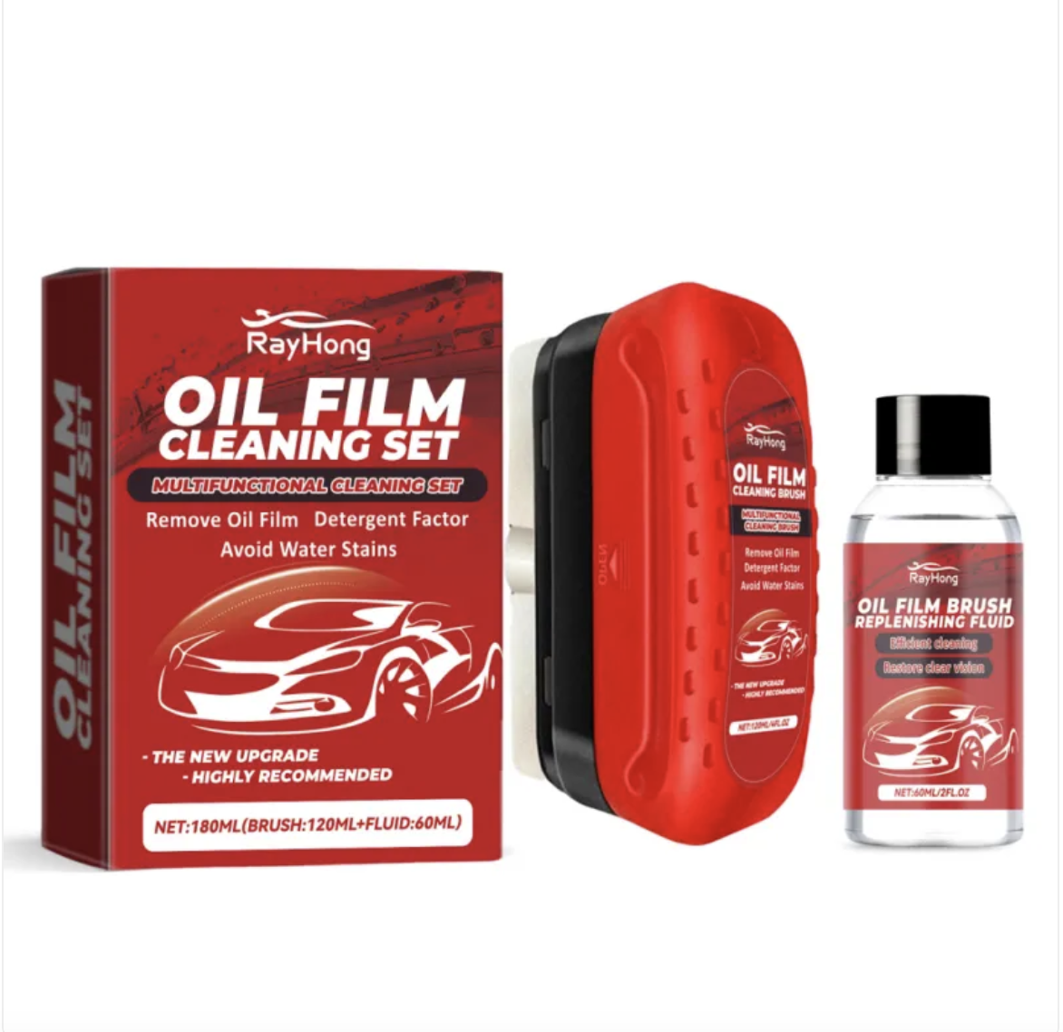 🚗💦 Oil Film Windshield Cleaning Kit – Cleaning Brush + Refill Fluid (2 PC)